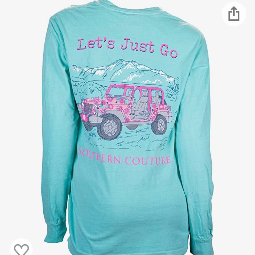 Southern Couture long sleeve tee let’s go Jeep chalky mint & pink